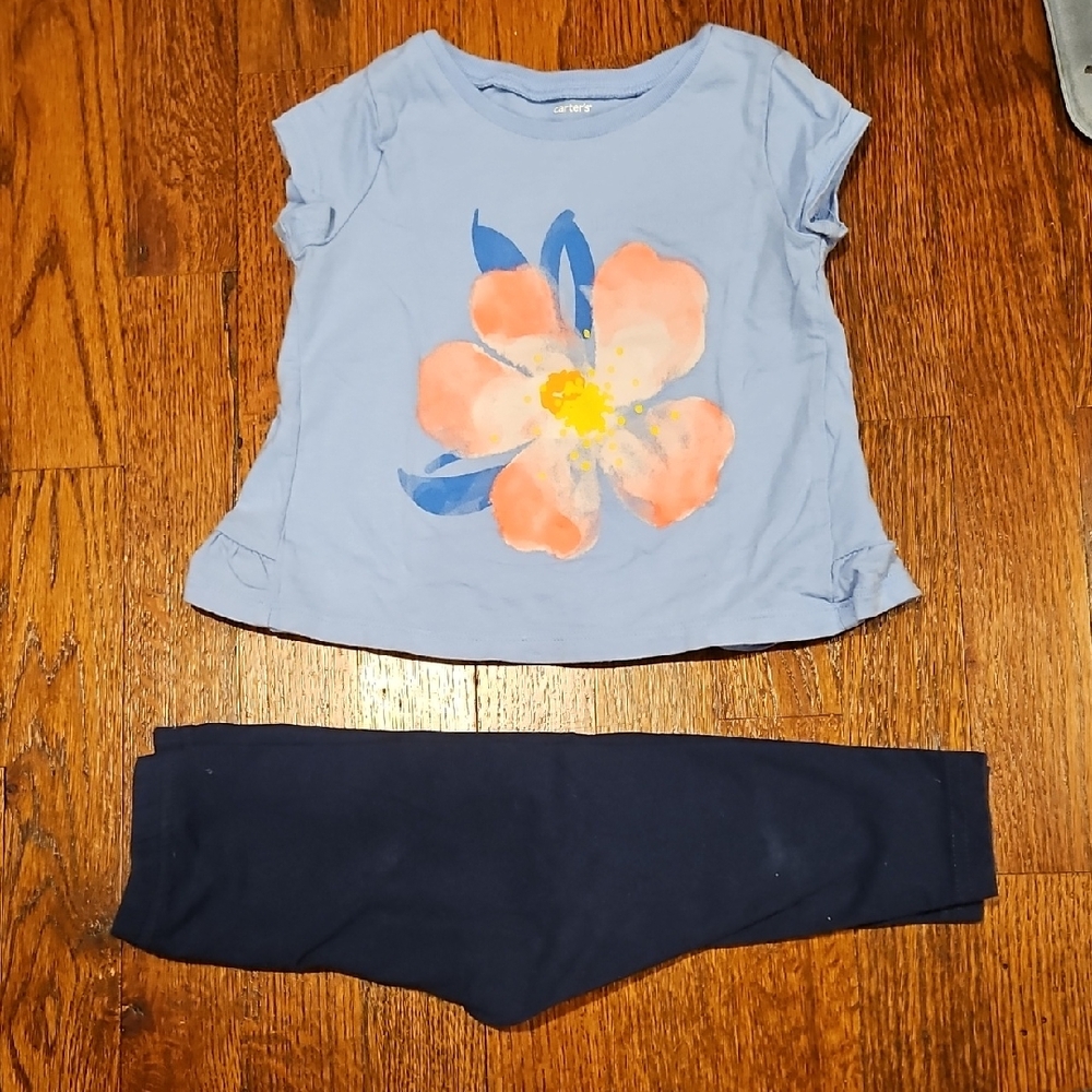 Carters 18 Month: Blue Floral Top and Navy Leggings Set